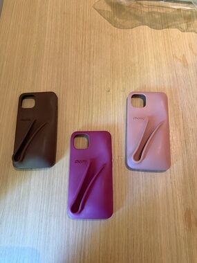 RHODE Silicone Phone Case Set in Brown, Magenta, and Dusty Pink
